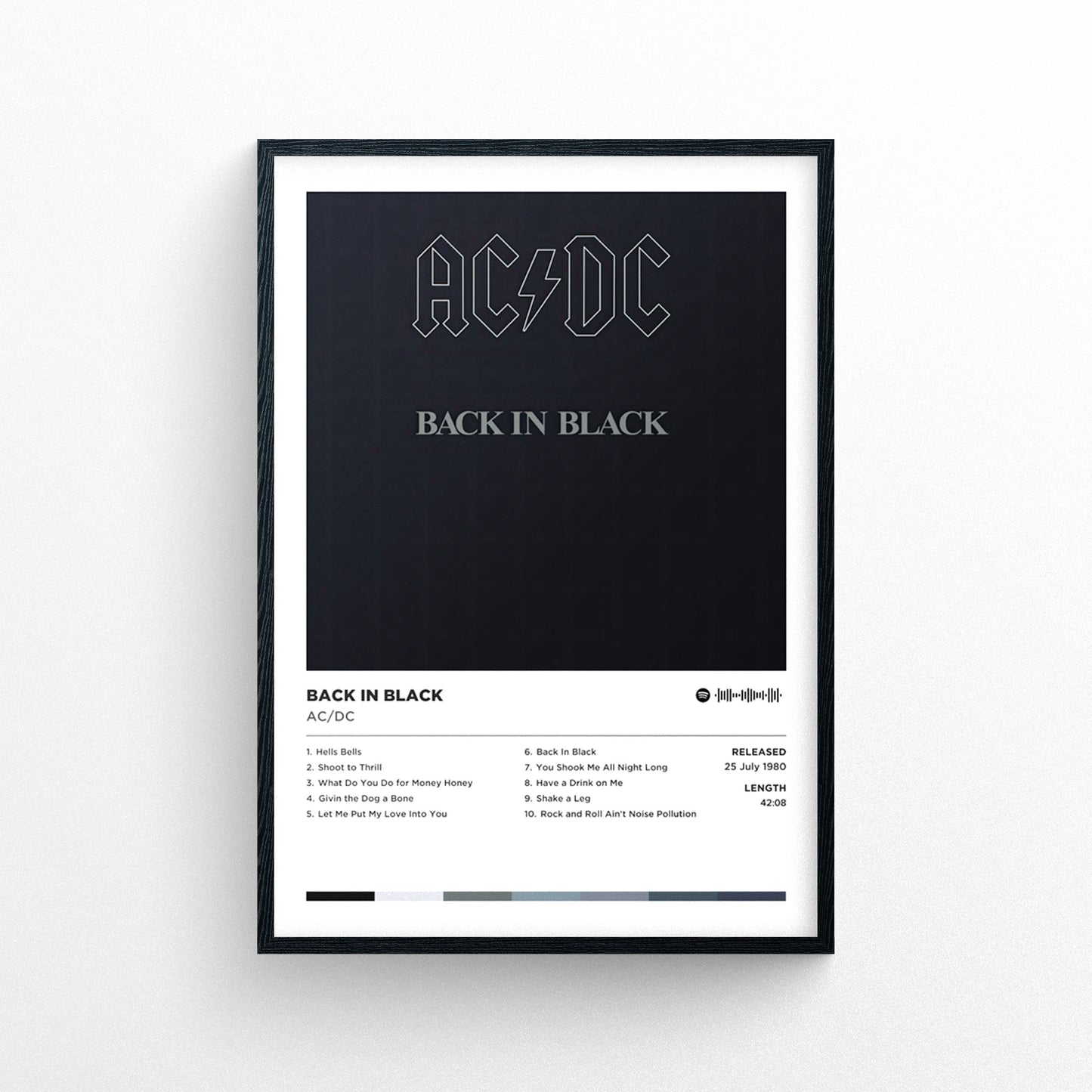ACDC - Back in Black Poster Print | Framed Options | Album Cover Artwork