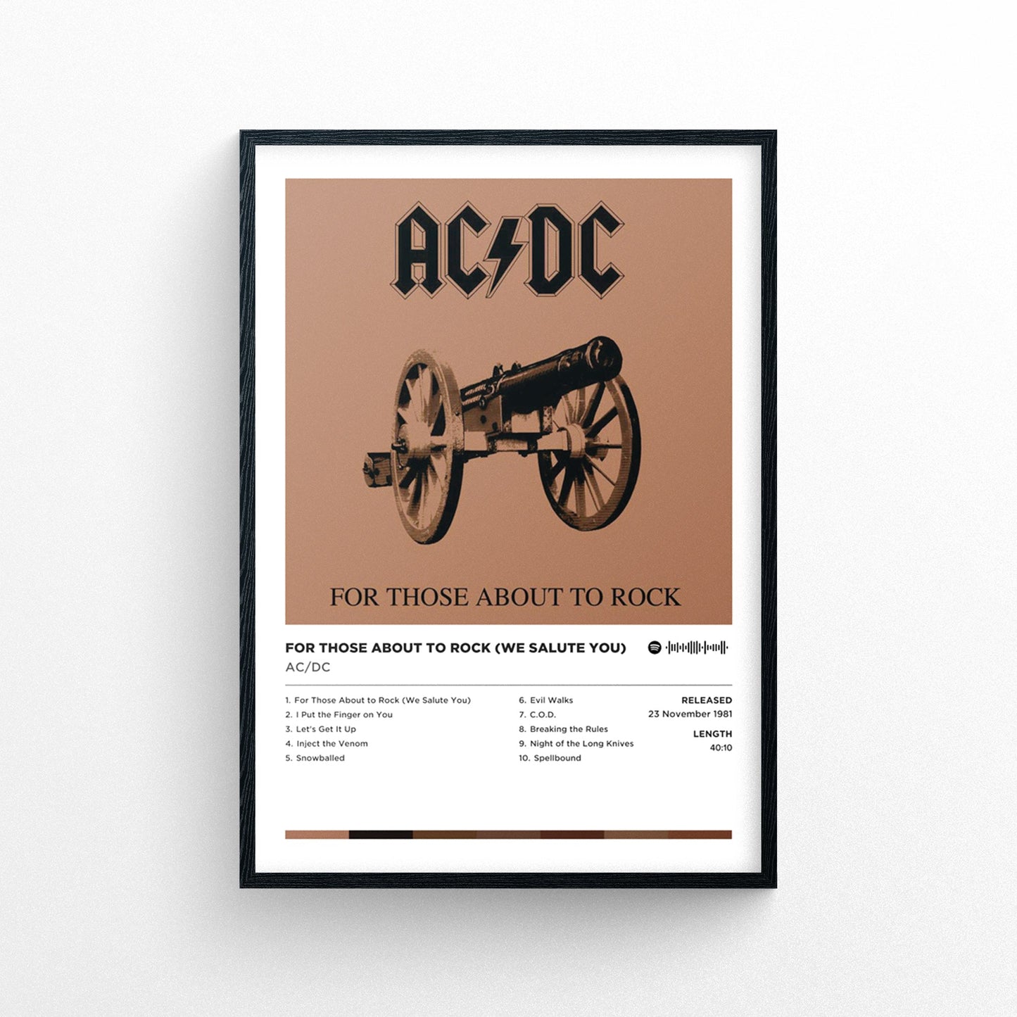 ACDC - for Those About to Rock (We Salute You) Poster Print | Framed Options | Album Cover Artwork