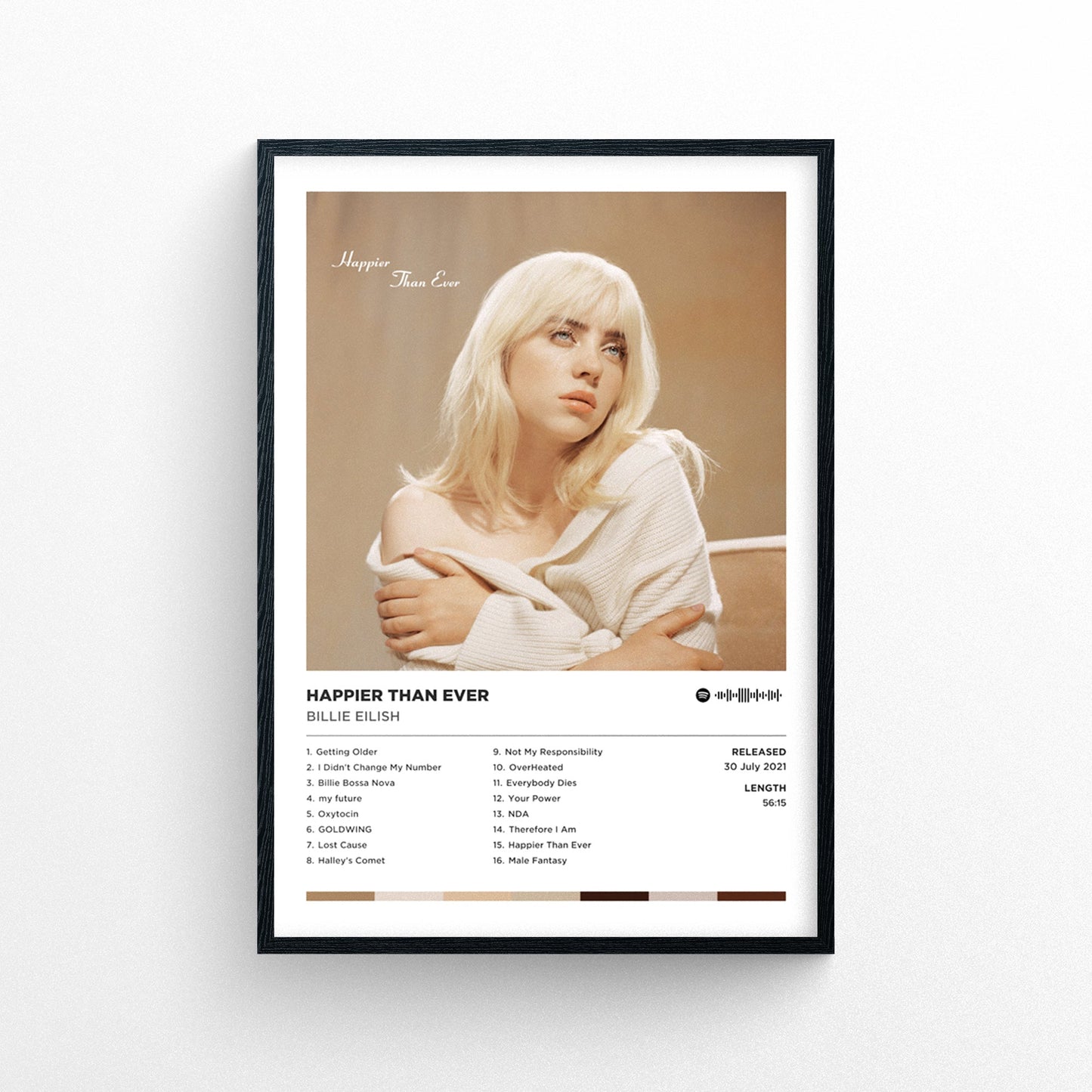 Billie Eilish - Happier Than Ever Poster Print | Framed Options | Album Cover Artwork