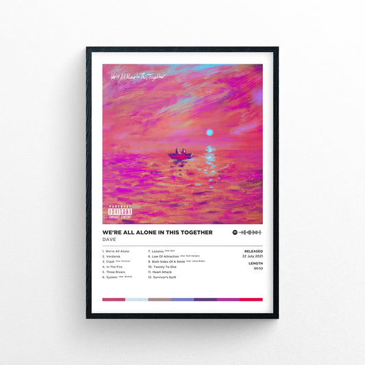 Dave - We're All Alone in This Together Poster Print | Framed Options | Album Cover Artwork