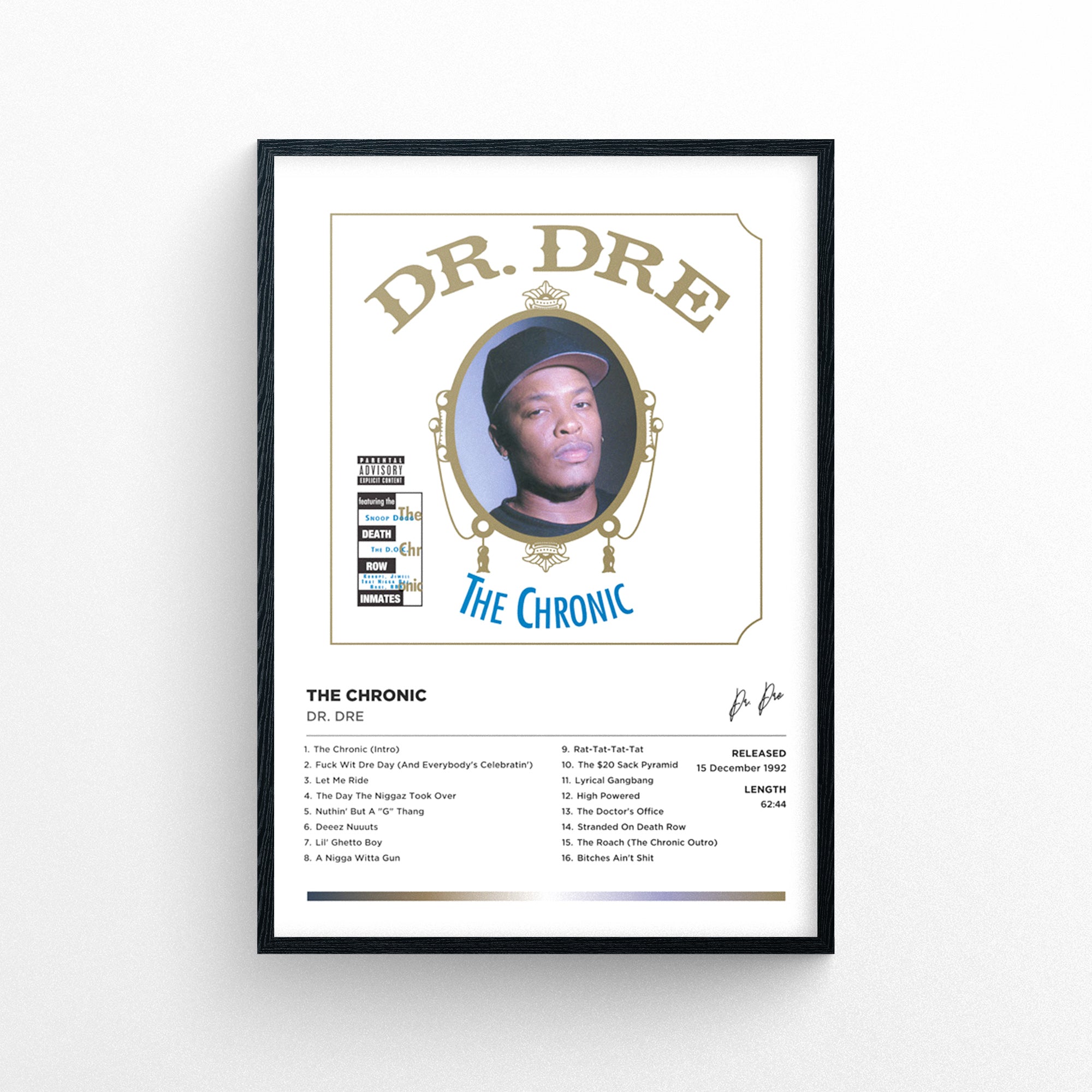 Dr. Dre The Chronic Poster Print Framed Options Available Polaroid Style Album Cover Artwork