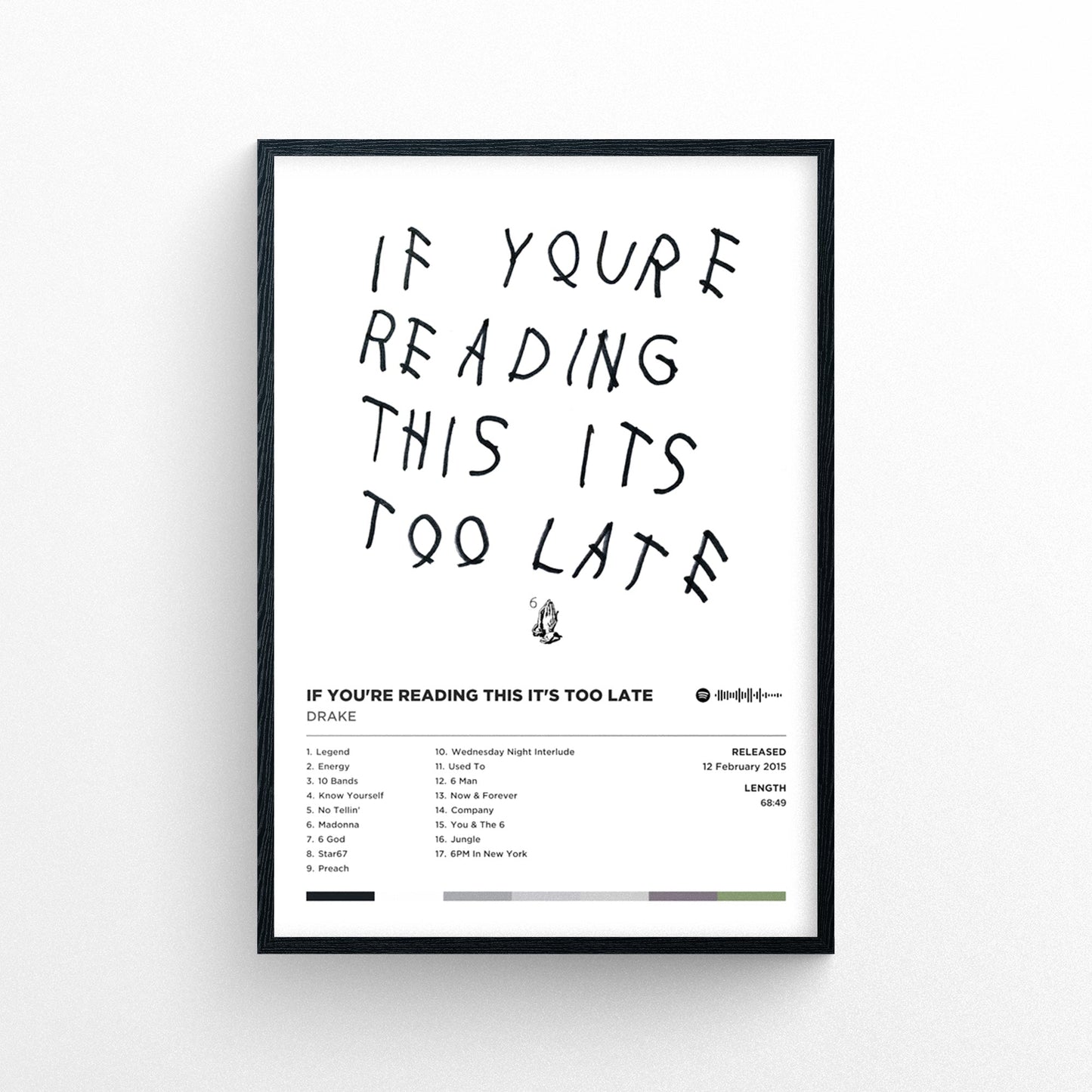 Drake - if You're Reading This It's Too Late Poster Print | Framed Options | Album Cover Artwork