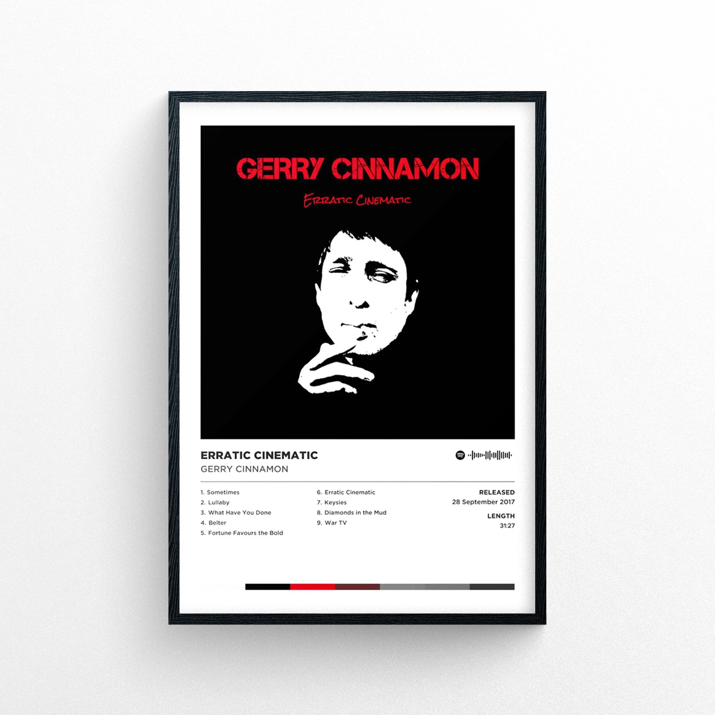 Gerry Cinnamon - Erratic Cinematic Poster Print | Framed Options | Album Cover Artwork