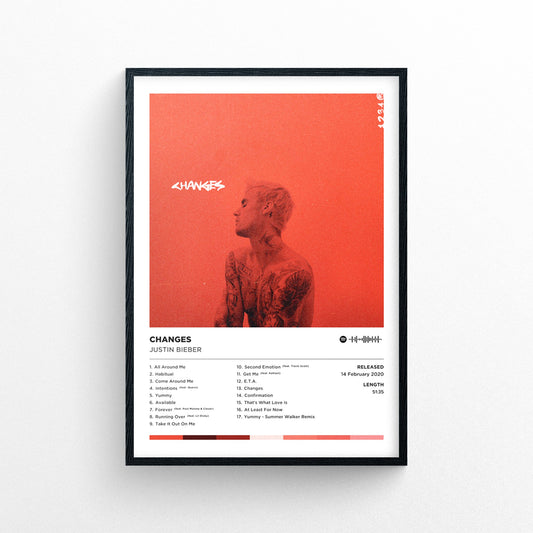 Justin Bieber - Changes Poster Print | Framed Options | Album Cover Artwork