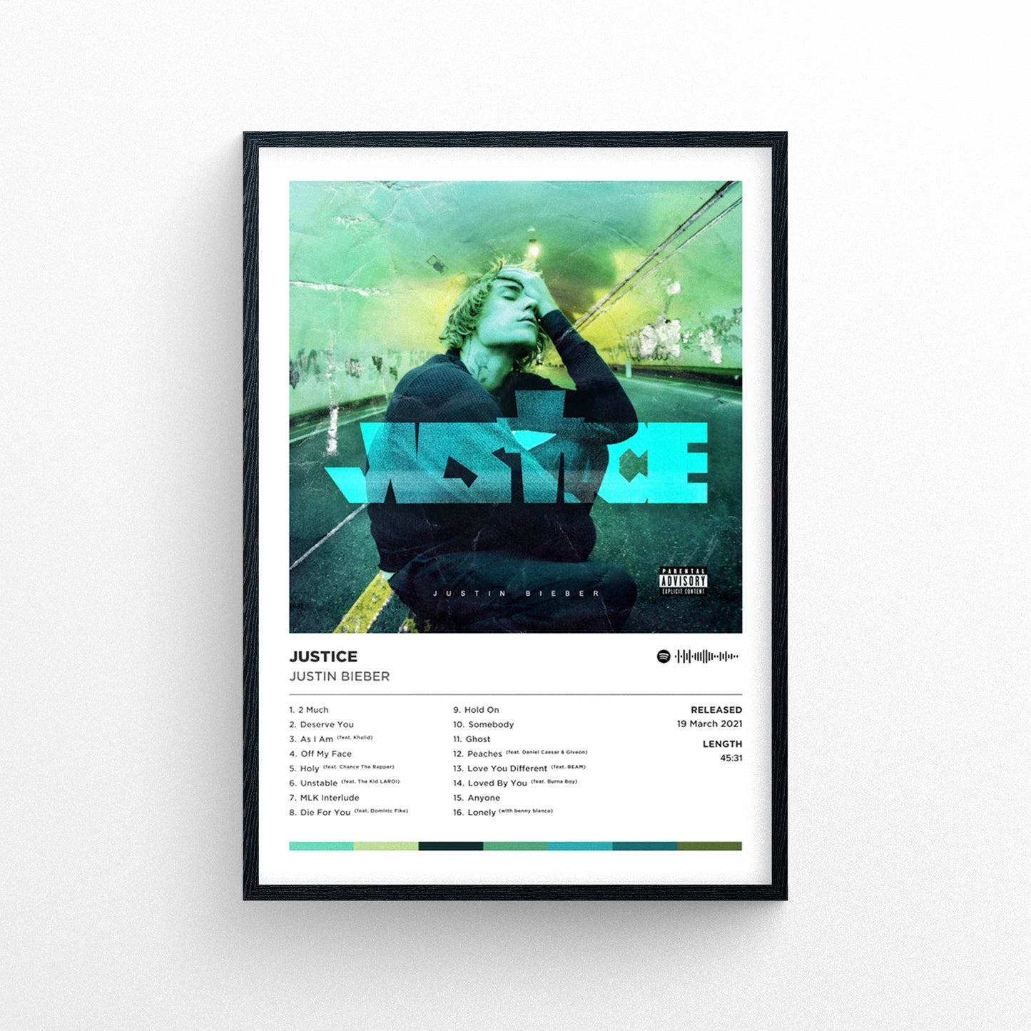 Justin Bieber - Justice Poster Print | Framed Options | Album Cover Artwork
