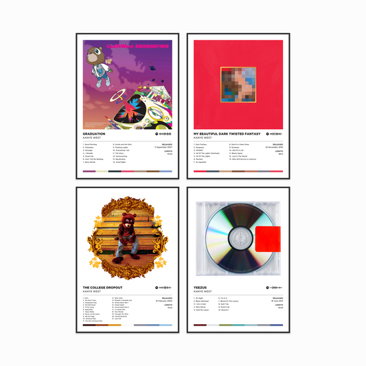 Kanye West Gift Bundle #1 - 4 Poster Prints | Framed Options | Album Cover Artwork