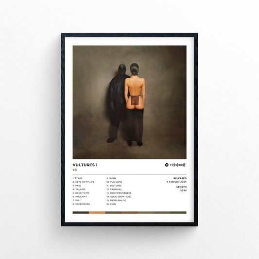 Kanye West & Ty Dolla Sign - Vultures 1 Poster Print | Framed Options | Album Cover Artwork
