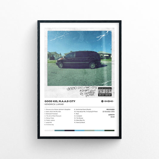 Kendrick Lamar - good kid, m.A.A.d city Deluxe Poster Print | Framed Options | Album Cover Artwork