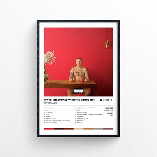 Mac Miller - Watching Movies With the Sound Off Poster Print | Framed Options | Album Cover Artwork