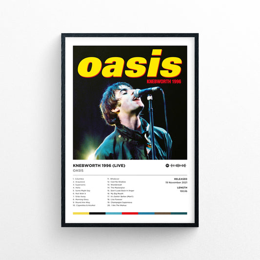 Oasis - Knebworth 1996 (Live) Poster Print | Framed Options | Album Cover Artwork